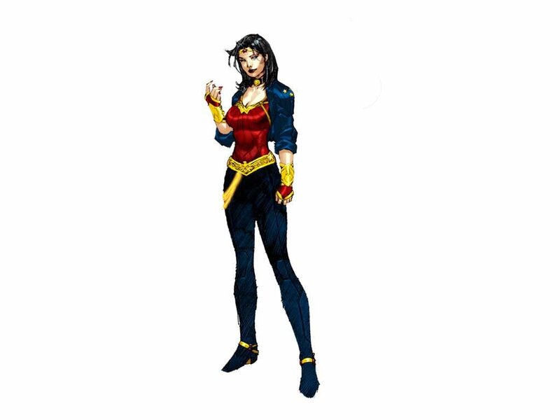 Woman in Superhero Costume — Red, Confident, Comic