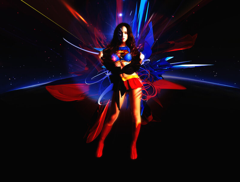 Woman in Superhero Costume — Red, Dramatic, Night
