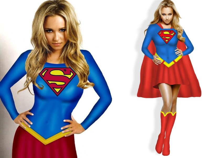 Woman in Superman Costume — Blue