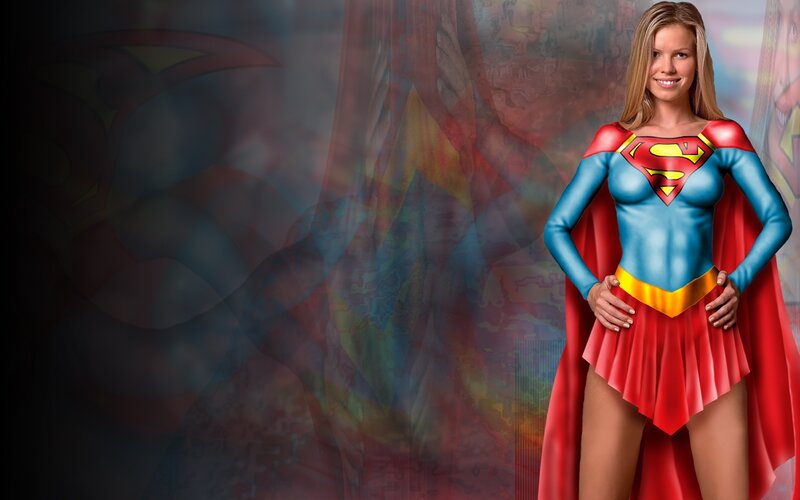 Woman in Superman Costume — Red