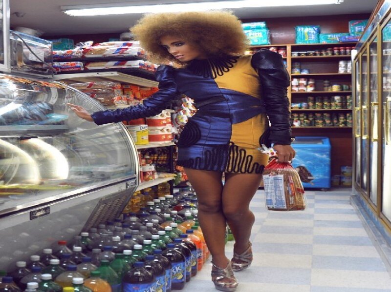 Woman in Supermarket — Blue