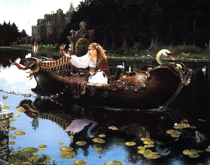 Woman in Swan Boat — Blue