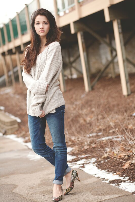 woman in sweater and jeans