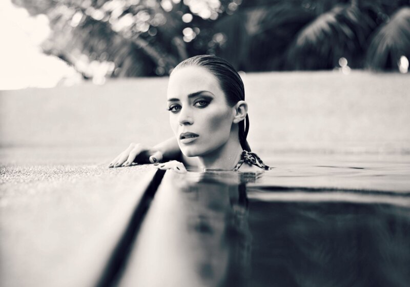 Woman in Swimming Pool — Black, Dramatic