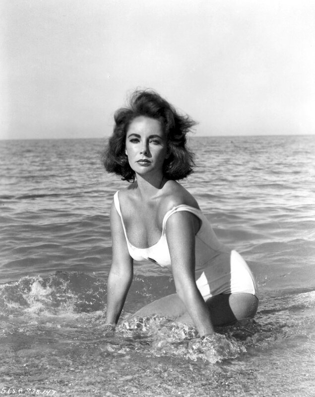 Woman in swimsuit at beach
