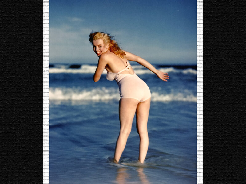Woman in Swimsuit at Beach — Blue