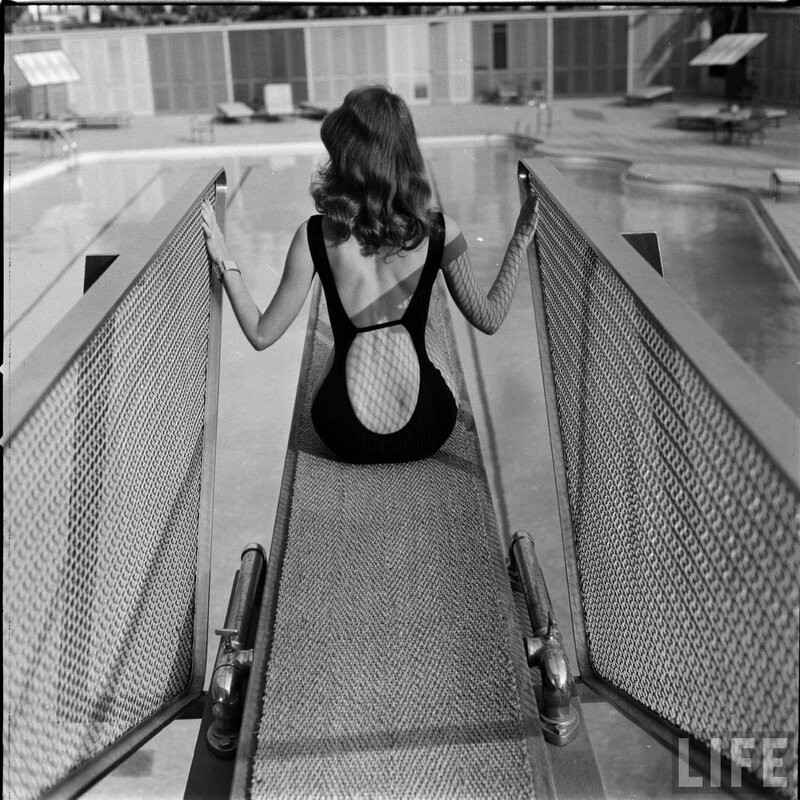 Woman in swimsuit at pool