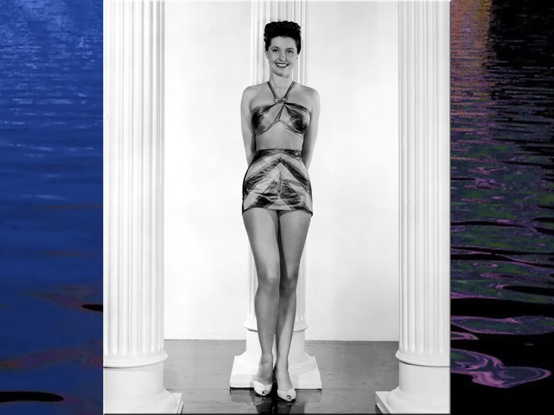 Woman in Swimsuit — Black, Confident, Photograph, Columns