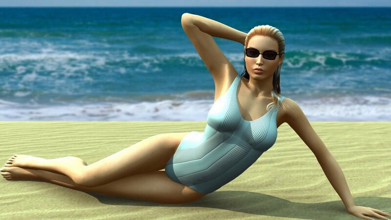woman in swimsuit on beach