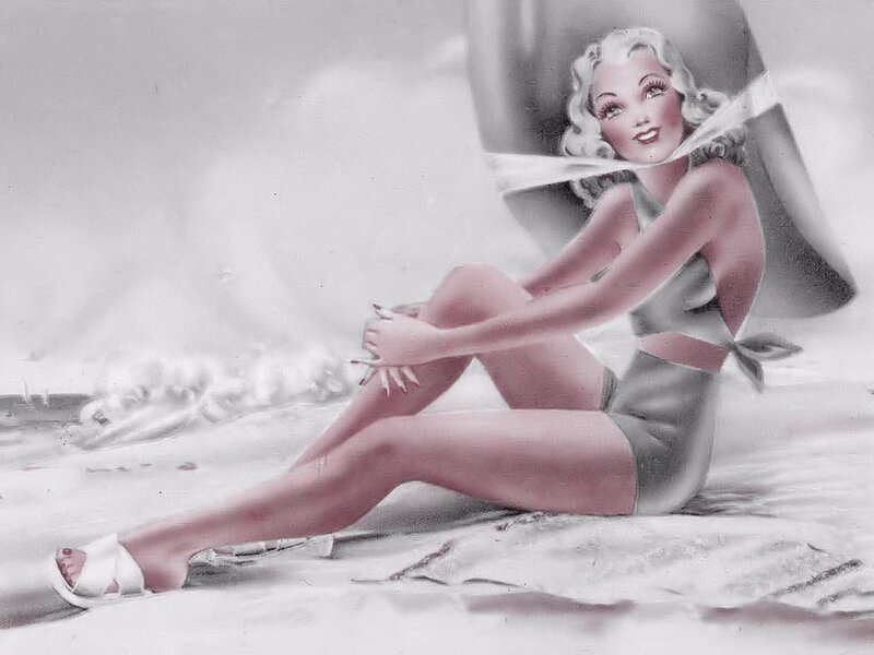 Woman in Swimsuit on Beach — Gray