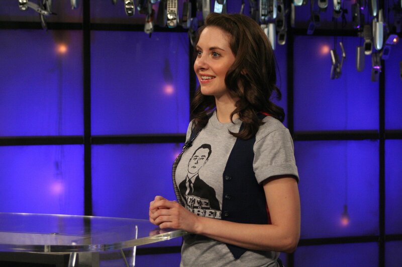 woman in t-shirt on set