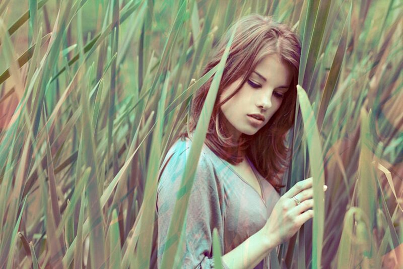 woman in tall grass