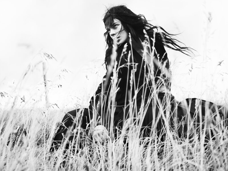 Woman in Tall Grass — Black, Dramatic, Photograph