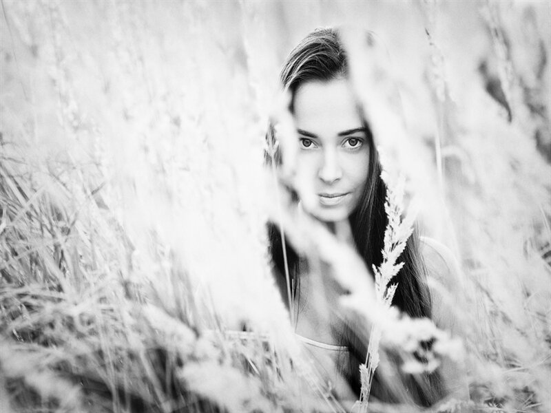 Woman in Tall Grass — Black, Serene