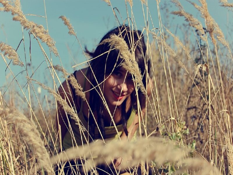 Woman in Tall Grass — Blue