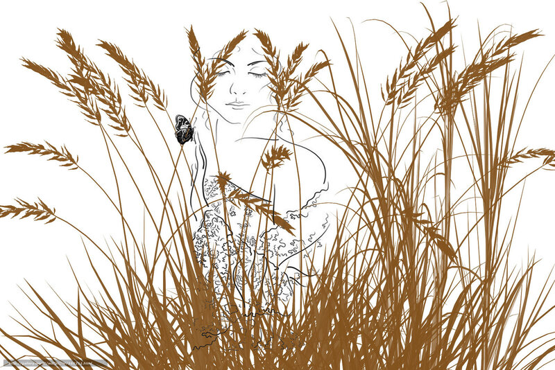 Woman in Tall Grass — Brown, Serene