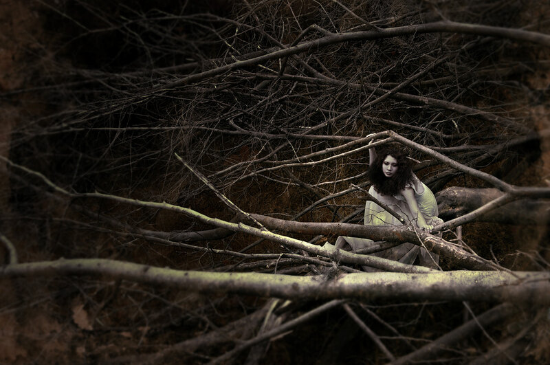 Woman in Tangled Branches — Brown