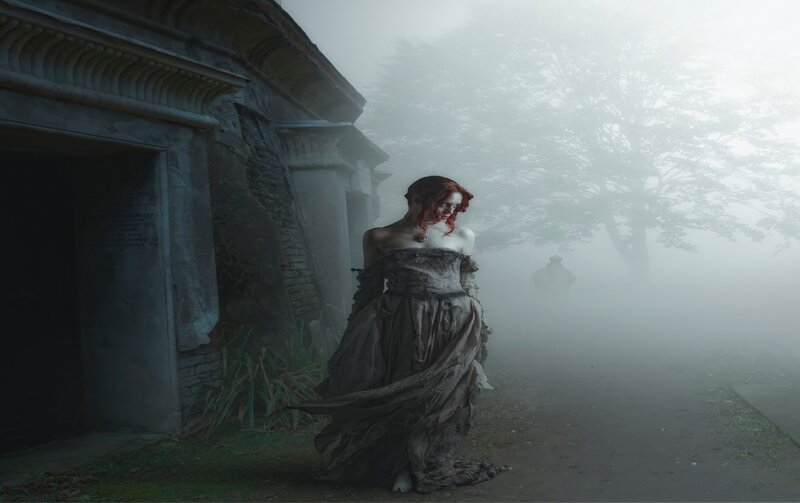 Woman in Tattered Dress — Gray, Mysterious