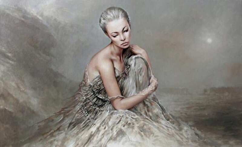 Woman in Tattered Dress — Gray