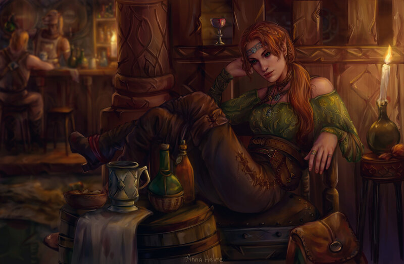 Woman in Tavern — Brown