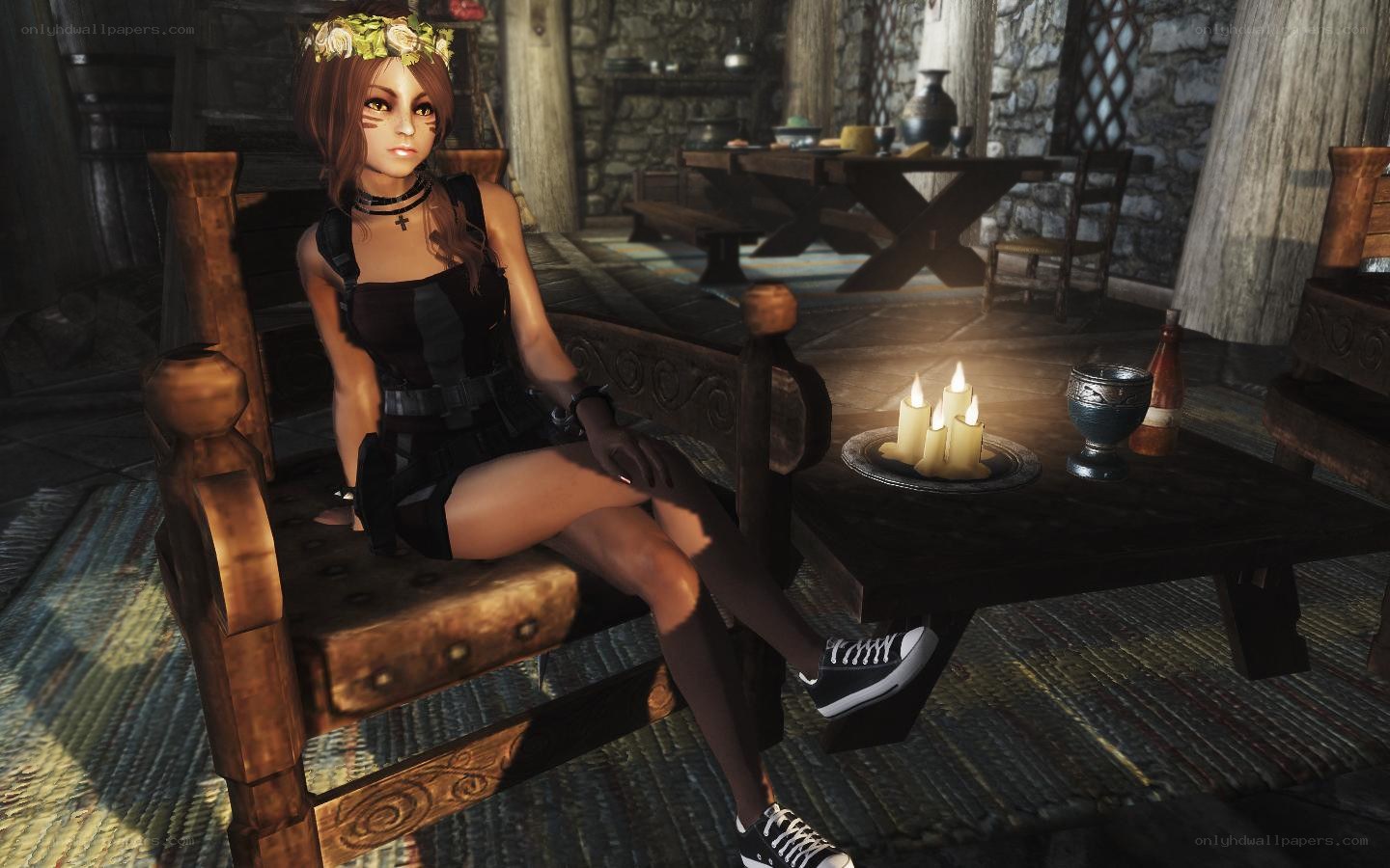 woman in tavern setting