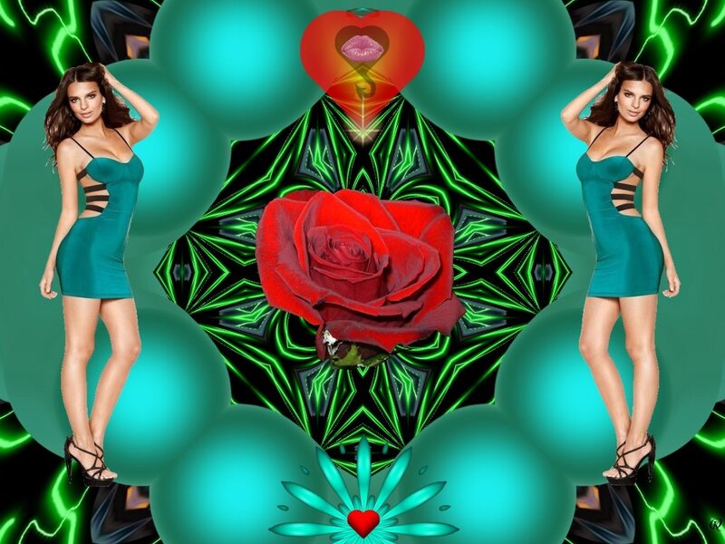 Woman in Teal Dress — Vibrant, Surreal