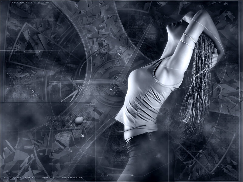 woman in tech-themed digital art