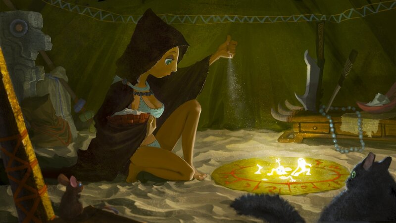 Woman in Tent Casting Spell