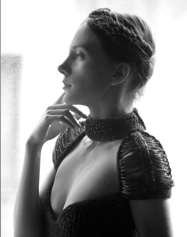 woman in textured dress