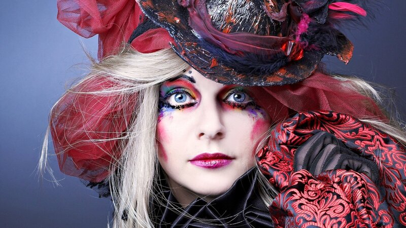 Woman in Theatrical Makeup — Red