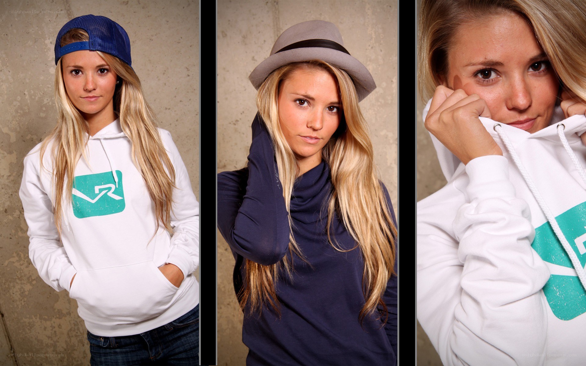 woman in three different outfits
