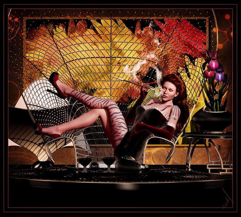 Woman in Tiger-print Tights