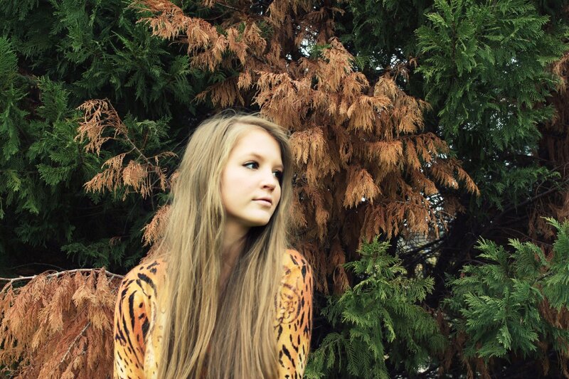 woman in tiger-print top