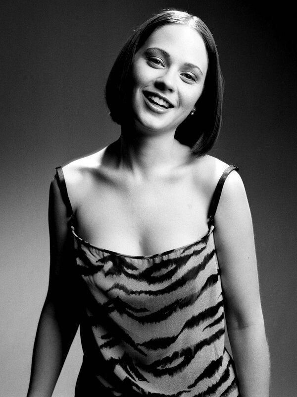 woman in tiger-print top