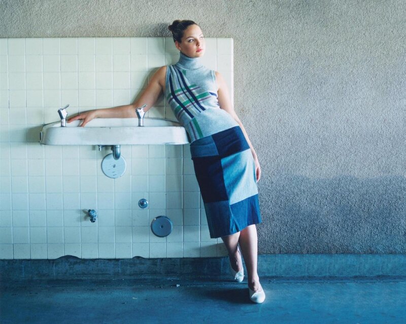 woman in tiled bathroom