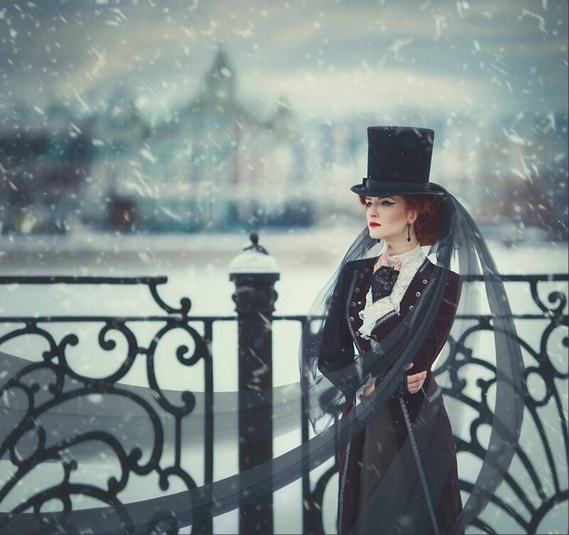 Woman in Top Hat and Coat