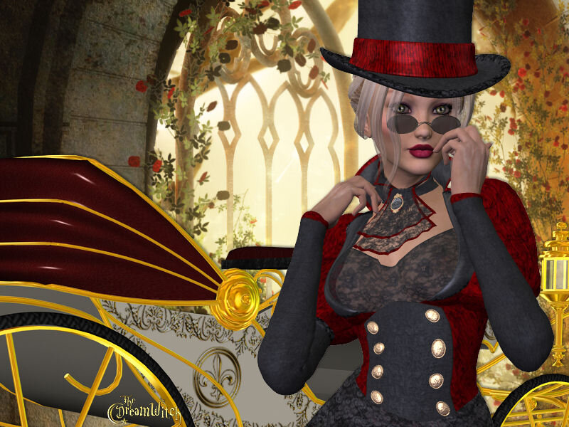 Woman in Top Hat — Black, Dramatic, 3d Render