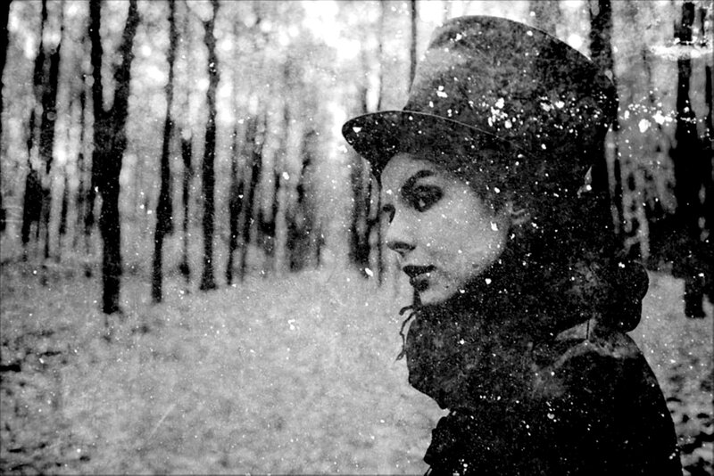 Woman in Top Hat — Black, Dramatic, Winter