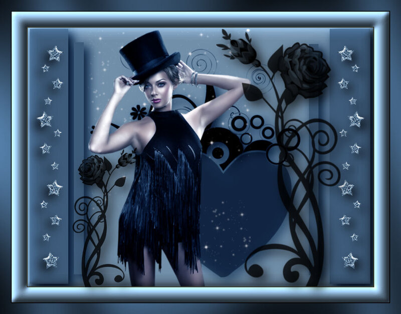 Woman in Top Hat — Blue