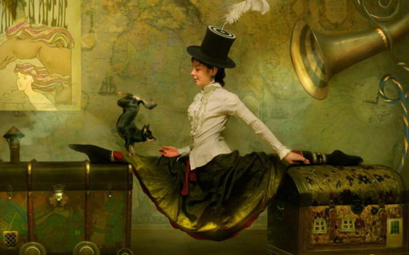 Woman in Top Hat Floating