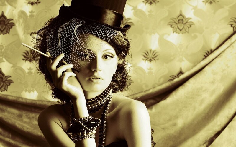 Woman in Top Hat — Sepia
