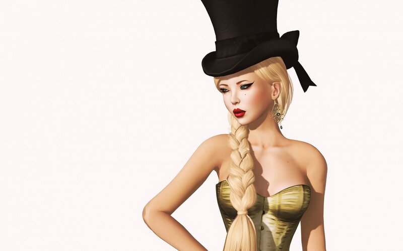 Woman in Top Hat — White, Confident