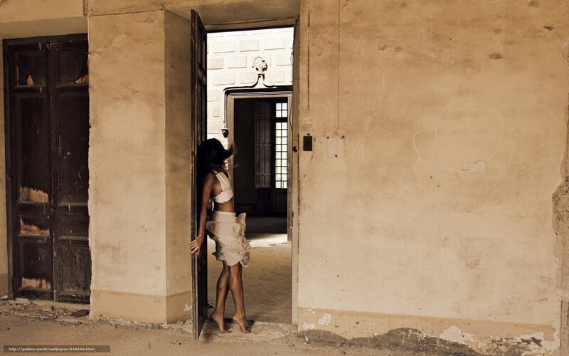 Woman in Torn Dress — Beige