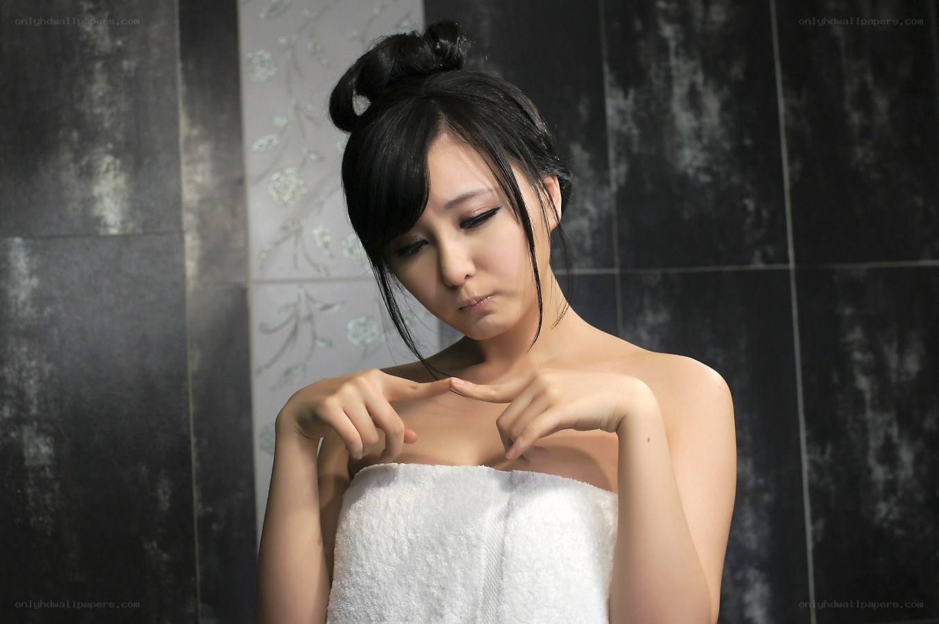 woman in towel posing