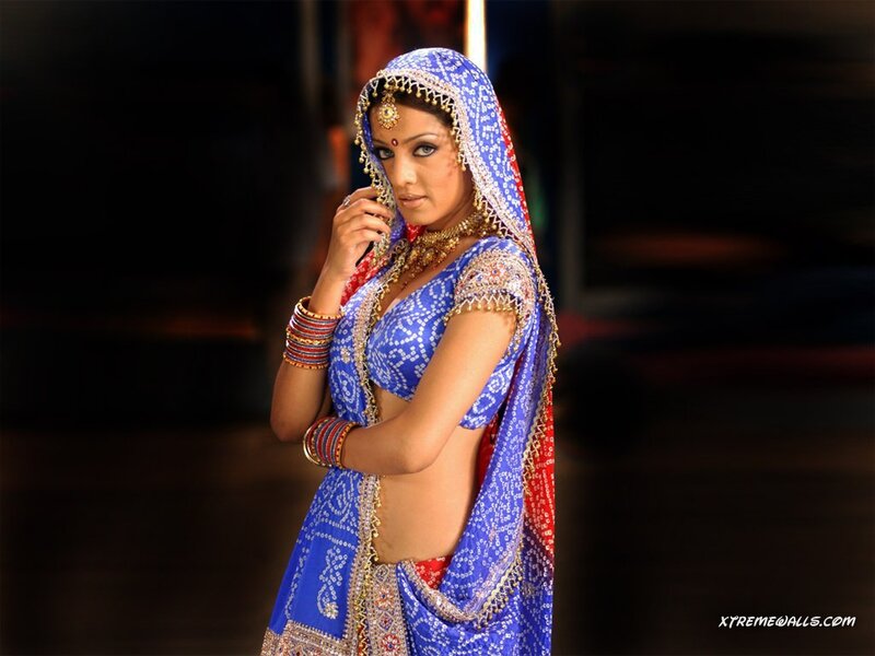 Woman in Traditional Attire — Blue, Dramatic, Night