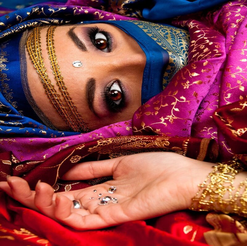 Woman in Traditional Attire — Blue, Dramatic
