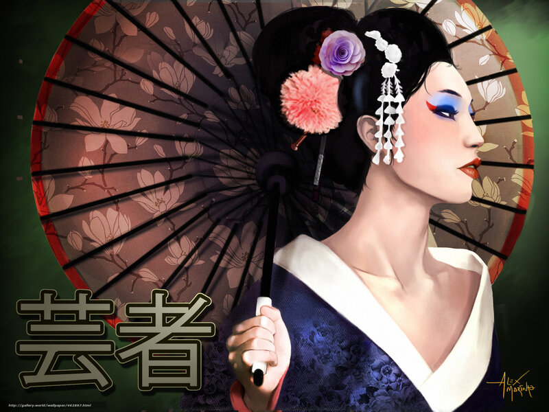 Woman in Traditional Attire — Blue, Serene, Digital Art