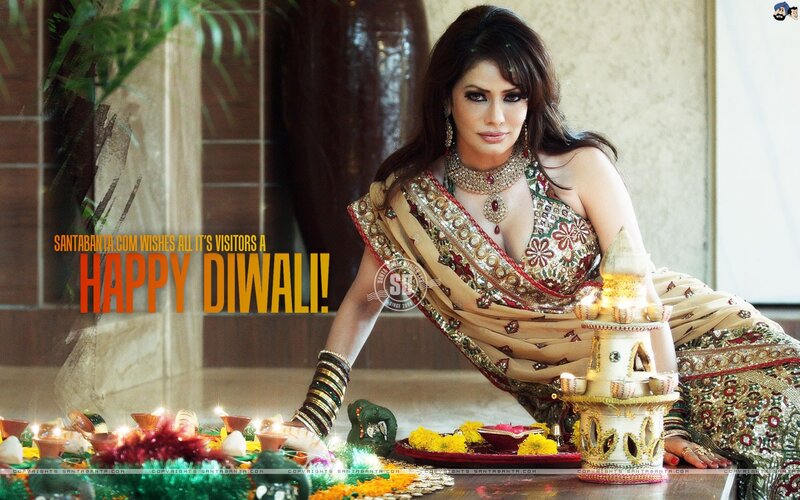 Woman in traditional attire celebrating Diwali