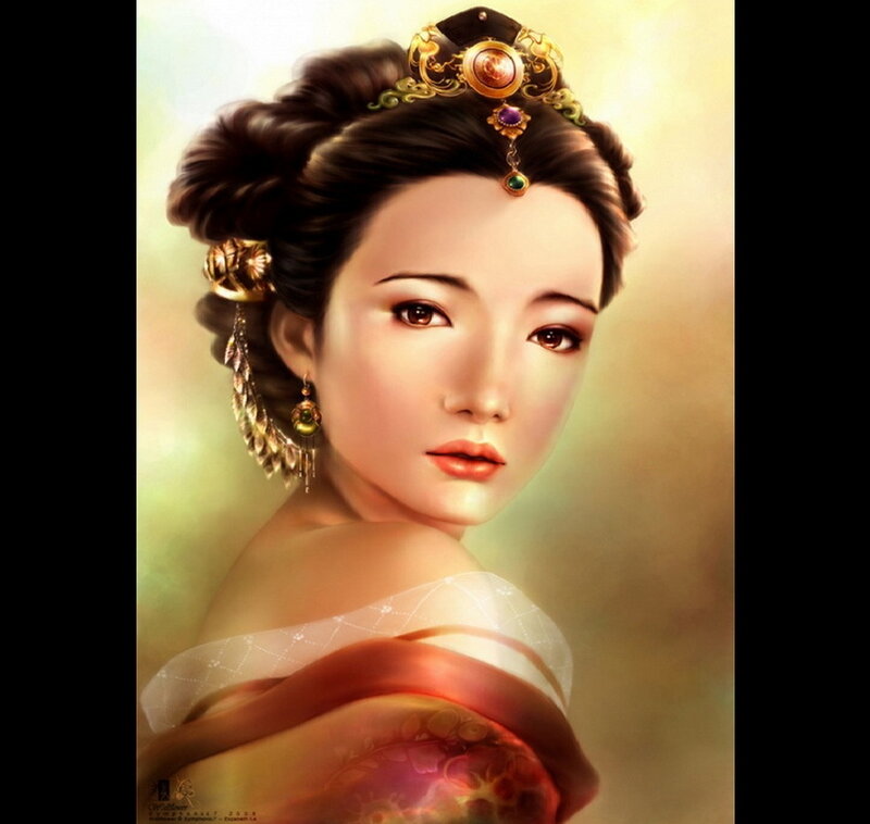 Woman in Traditional Attire — Gold, Serene