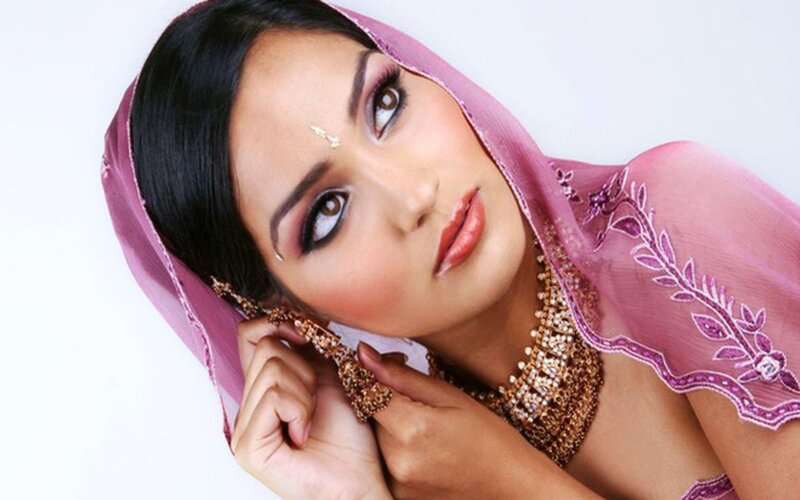 Woman in Traditional Attire — Pink, Dramatic, Photograph, Veil